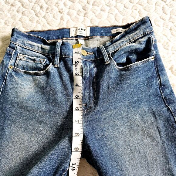 Frame Le Skinny De Jeanne fringe ankle jeans ripped denim distressed 27 4 - Picture 5 of 8